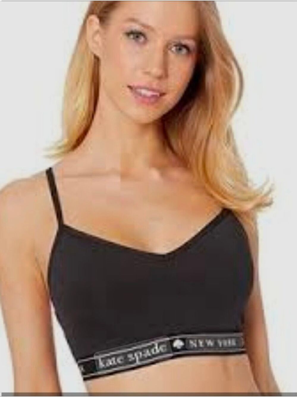 Kate Spade Black Wireless Crop Bralette Logo Band
